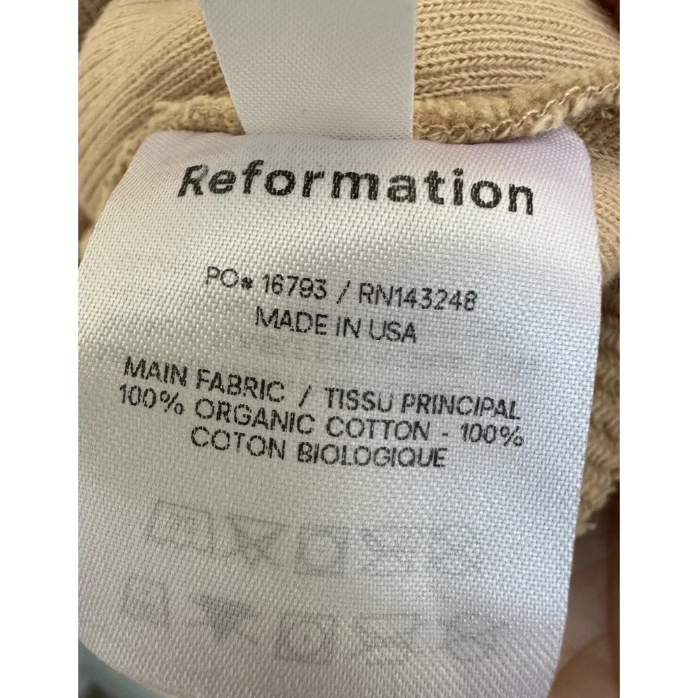 Reformation Channing Sweater Dress XS Buff‎ Beige Ribbed Organic Cotton